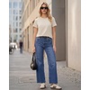 image:imageStelle Women Cotton Blend Tshirts Shirts Boxy Cropped T Shirts Basic Tees  Relaxed fit Side slits Lightweight comfort Everyday layering Streetwear Machine washable Soft hand feelWhite Beige