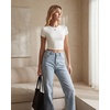 image:imageStelle Women Short Sleeve Crop Tops Cropped T Shirts Basic Fitted Baby Tee  Soft breathable fabric Slim fit Layering essential Streetwear Machine washable Fourway stretchWhite