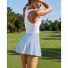 image:imageStelle Women Tennis Skirt High Waisted Athletic Golf Skorts with Pockets  Tummy Control BuiltIn Shorts Deep Pockets Pleated Breathable Lightweight Tennis Golf Pickleball Running WorkoutLight Blue
