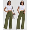 image:imageStelle Womens Wide Leg Lounge Pants Soft Stretch Casual Travel Wear  Elastic waistband Relaxed fit Breathable fabric Yoga Lounge Vacation Everyday comfortOlive Green