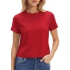 image:imageStelle Women Cotton Blend Tshirts Shirts Boxy Cropped T Shirts Basic Tees  Relaxed fit Side slits Lightweight comfort Everyday layering Streetwear Machine washable Soft hand feelRed