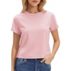 image:imageStelle Women Cotton Blend Tshirts Shirts Boxy Cropped T Shirts Basic Tees  Relaxed fit Side slits Lightweight comfort Everyday layering Streetwear Machine washable Soft hand feelLight Pink