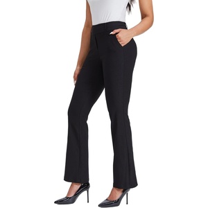 image:imageStelle Womens Bootcut Dress Pants Stretchy Pull On Work Business Slacks  HighRise Fit with a 32Inch Inseam Creates a Streamlined Silhouette for Office Work and Business Casual WearBlack