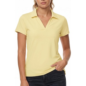 image:imageStelle Womens Golf Polo Shirts V Neck UPF50 Quick Dry Business Casual Tops  Moisture wicking Fourway stretch Wrinkle resistant Golf Tennis Pickleball Lightweight performanceLemon Butter