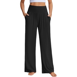image:imageStelle Womens Wide Leg Lounge Pants Soft Stretch Casual Travel Wear  Elastic waistband Relaxed fit Breathable fabric Yoga Lounge Vacation Everyday comfortAblack
