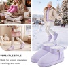image:imageStelle Kids Snow Boots Girls Boys Winter Ankle Boots  Faux Fur LinedFaux Suede UpperPullOnTPR OutsoleCozyLightweightComfortableOutdoorWarmToddlerLittle Big KidLavender