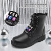 image:imageStelle Girls Combat Boots with DIY Lace Up Side Zipper Ankle BootsBlack