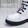 image:imageStelle Girls Combat Boots with DIY Lace Up Side Zipper Ankle BootsHolograph Silver
