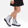 image:imageStelle Girls Combat Boots with DIY Lace Up Side Zipper Ankle BootsHolograph Silver