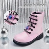 image:imageStelle Girls Combat Boots with DIY Lace Up Side Zipper Ankle BootsIridescent Pink