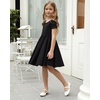 image:imageStelle Girls Cotton Short Sleeve Twirl Skater Dress 3T12YA02black Without Pocket