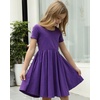 image:imageStelle Girls Cotton Short Sleeve Twirl Skater Dress 3T12YA02purple Without Pocket