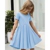 image:imageStelle Girls Cotton Short Sleeve Twirl Skater Dress 3T12YA02sky Blue Without Pocket