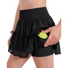 image:imageStelle Girls Tiered Tennis Skirt with Builtin Shorts Pockets amp BowsBlack