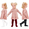 image:imageStelle Toddler Girls Tights Baby Cable Knit Stockings Thick Cotton LeggingRedblackwhite