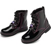 image:imageStelle Girls Combat Boots with DIY Lace Up Side Zipper Ankle BootsPublack Pat