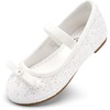 image:imageStelle Girls Glitter Dress Shoes Flats with Pearl Bow for Party Flower GirlWhite