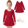 image:imageStelle Girls Long Sleeve Leotard Dress with Footed Tights for BalletDanceRed