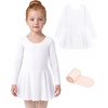 image:imageStelle Girls Long Sleeve Leotard Dress with Footed Tights for BalletDanceWhite