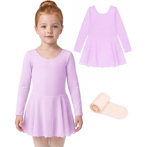 image:imageStelle Girls Long Sleeve Leotard Dress with Footed Tights for BalletDanceLavender