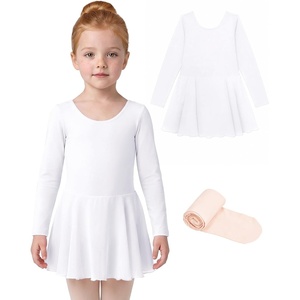 image:imageStelle Girls Long Sleeve Leotard Dress with Footed Tights for BalletDanceWhite