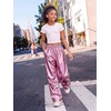 image:imageStelle Girls Metallic Hip Hop Pants Shiny Cargo Joggers PantMetal Pink