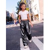 image:imageStelle Girls Metallic Hip Hop Pants Shiny Cargo Joggers PantPatent Black