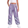 image:imageStelle Girls Metallic Hip Hop Pants Shiny Cargo Joggers PantIridescent Purple
