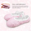 image:imageStelle Ballet Slippers for Girls Glitter Metallic Vegan Leather Full SoleDusty Pink