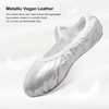 image:imageStelle Ballet Slippers for Girls Glitter Metallic Vegan Leather Full SoleSilver