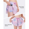image:imageStelle Girls Butterfly Shorts with Pockets Athletic Running Sports SkirtTie Dye Marshmallow