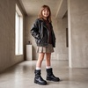 image:imageStelle Girls Combat Ankle Boots Chunky Western Booties Black ShoesBlack