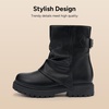 image:imageStelle Girls Combat Ankle Boots Chunky Western Booties Black ShoesBlack