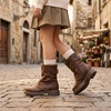 image:imageStelle Girls Combat Ankle Boots Chunky Western Booties Black ShoesHazelnut