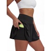 image:imageStelle Women 2 in 1 Running Shorts Flowy Athletic Short with Liner PocketsBlack