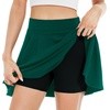 image:imageStelle Womens Casual Skater Skirt Flared Pleated Mini Skort with ShortsGreen