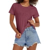 image:imageStelle Womens Cotton T Shirts Comfort Soft Casual Everyday Modal TopsBurgundy