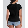image:imageStelle Womens Cotton VNeck T Shirt Short Sleeve Basic Tees Casual TopsBlack