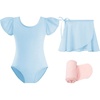image:imageStelle Girls Ballet Leotards Toddler Dance Combo with Skirt and Tights3blue Ruffle Sleeve