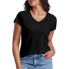 image:imageStelle Womens Cotton VNeck T Shirt Short Sleeve Basic Tees Casual TopsBlack