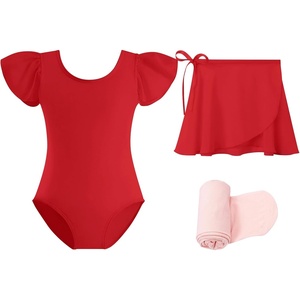 image:imageStelle Girls Ballet Leotards Toddler Dance Combo with Skirt and Tights3red Ruffle Sleeve