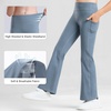 image:imageStelle Girls Flare Leggings with Pockets High Waisted Bootcut Yoga PantsGrey Blue