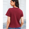 image:imageStelle Women Cotton T Shirts Short Sleeve Basic Tees Casual Boxy Crop TopsBurgundy