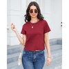 image:imageStelle Women Cotton T Shirts Short Sleeve Basic Tees Casual Boxy Crop TopsBurgundy