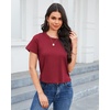 image:imageStelle Women Cotton T Shirts Short Sleeve Basic Tees Casual Boxy Crop TopsBurgundy