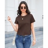 image:imageStelle Women Cotton T Shirts Short Sleeve Basic Tees Casual Boxy Crop TopsCoffee