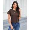 image:imageStelle Women Cotton T Shirts Short Sleeve Basic Tees Casual Boxy Crop TopsCoffee