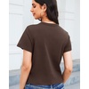 image:imageStelle Women Cotton T Shirts Short Sleeve Basic Tees Casual Boxy Crop TopsCoffee