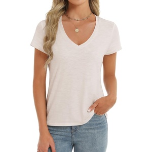 image:imageStelle Womens Modal Soft T Shirts Short Sleeve V Neck Basic TeeOat Milk