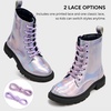 image:imageStelle Girls Combat Ankle Boots with Printed LaceUp and Side ZipperHolographic Lavender